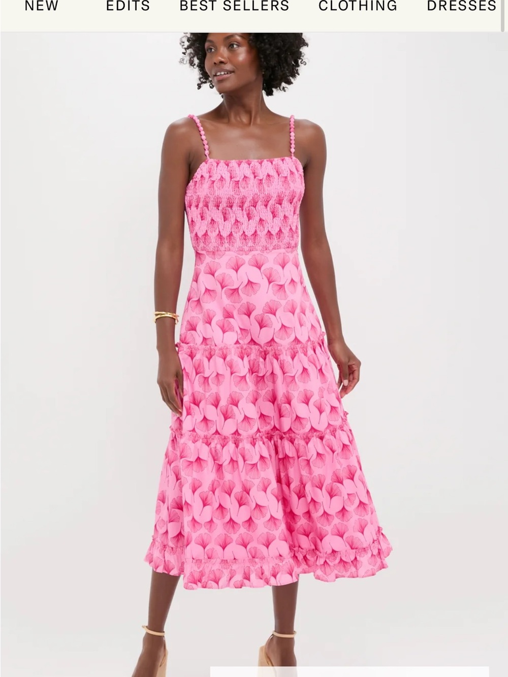 NWT HYACINTH HOUSE
Pink & Raspberry Ginkgo Floral Augustine Midi